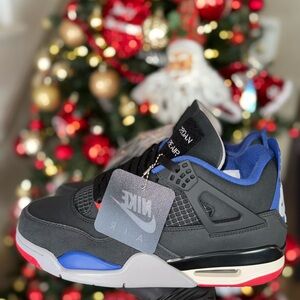 Nike Air Jordan 4 retro rare Black with Blue and Red Accents